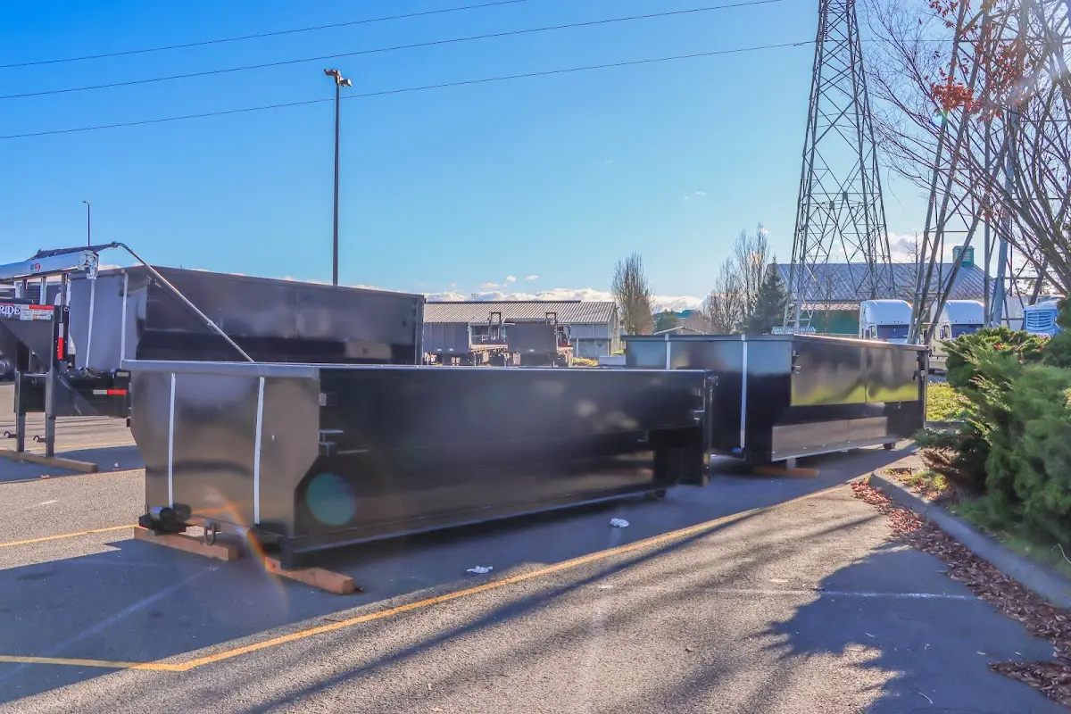 Roll-off dumpster ready for waste disposal at job site for Construction Dumpster Rental in Woodlake